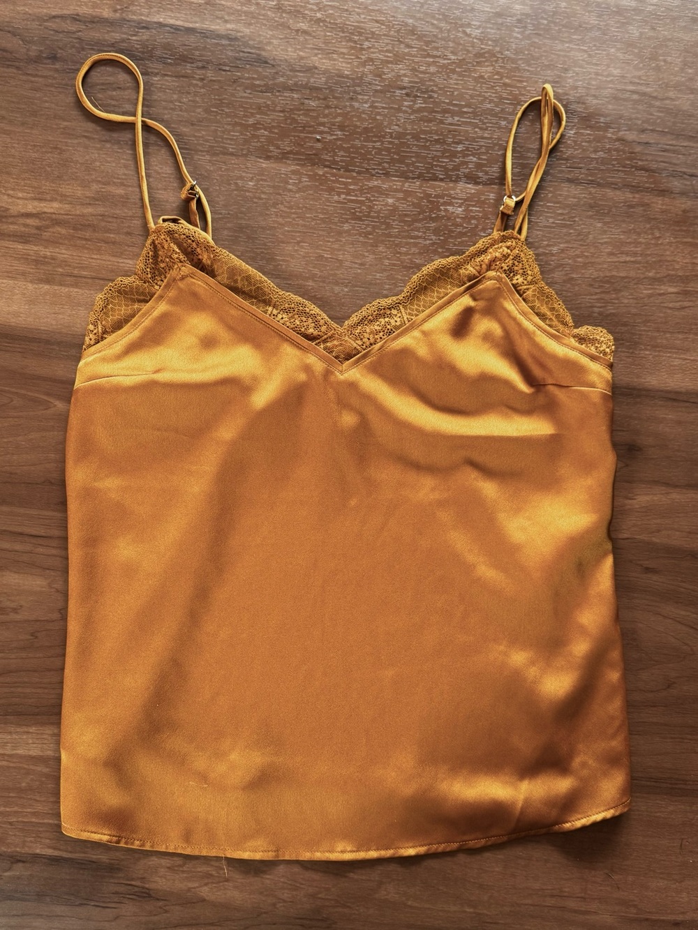 Satin Lace Trim Cami in orange -Small